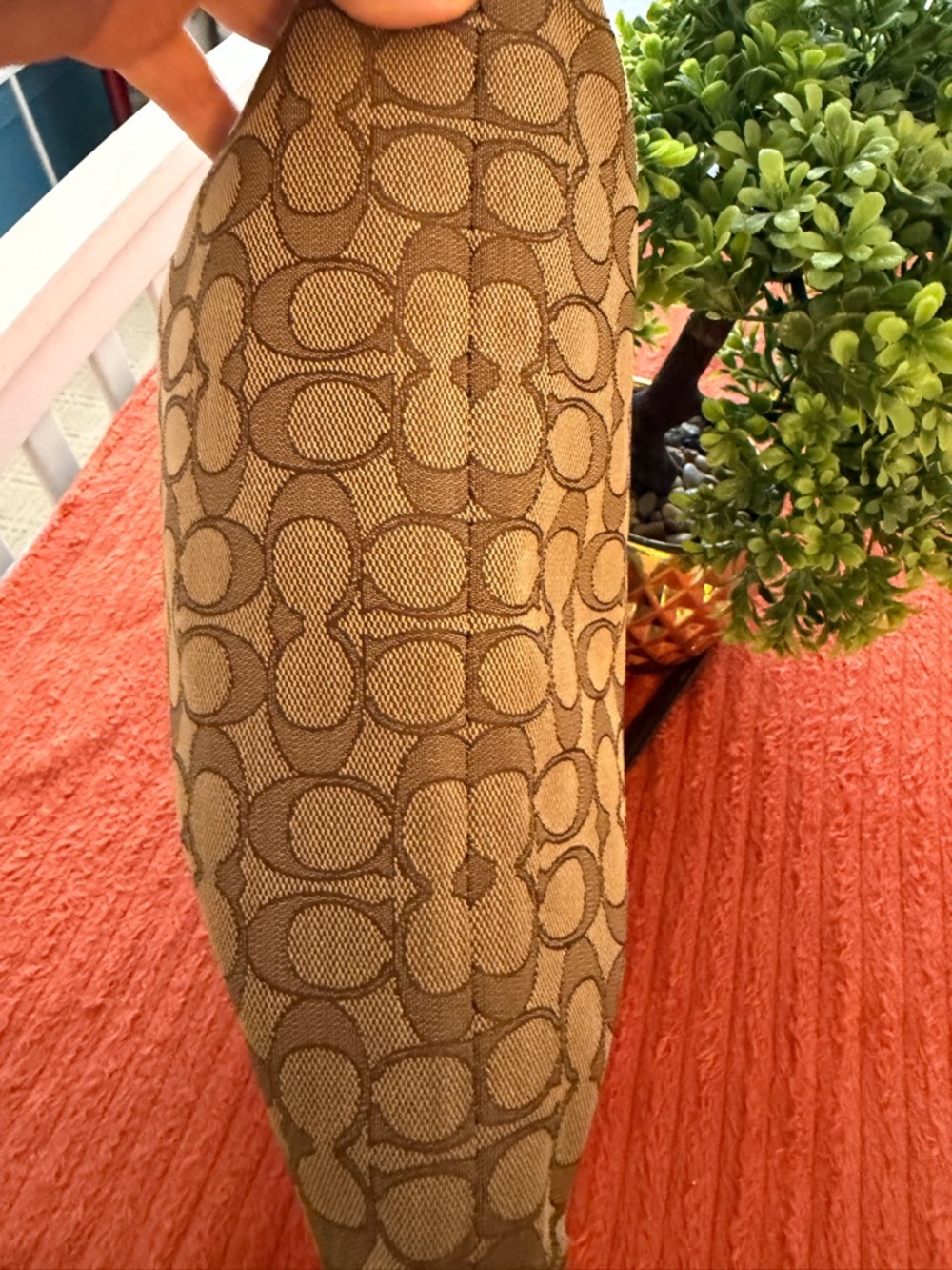 Coach Beige Signature Canvas Crossbody with Brown Trim - Picture 12 of 16